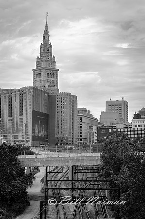 Terminal Tower and Train Tracks