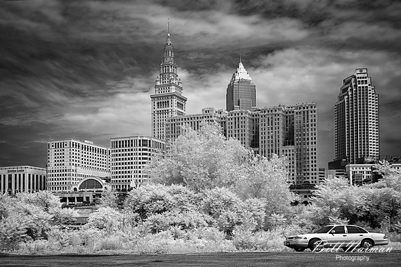 Cleveland Tower City ffrom the Flats - Infrared B&W