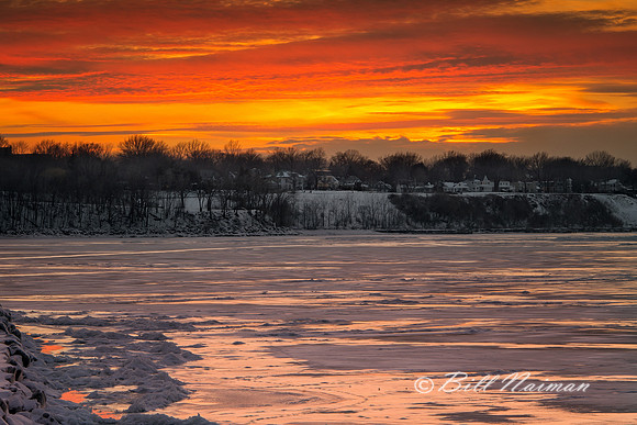 Sunset Along Frozen Shore of Lake Erie