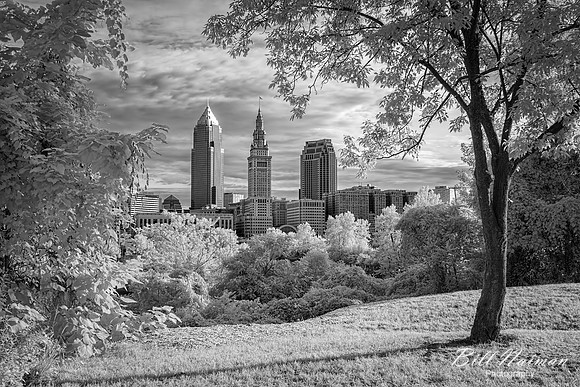 Cleveland Skyline From the Centennial Trail - Infrared B&W