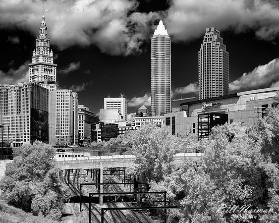 Cleveland - View From the Hope Memorial Bridge - Infrared B&W