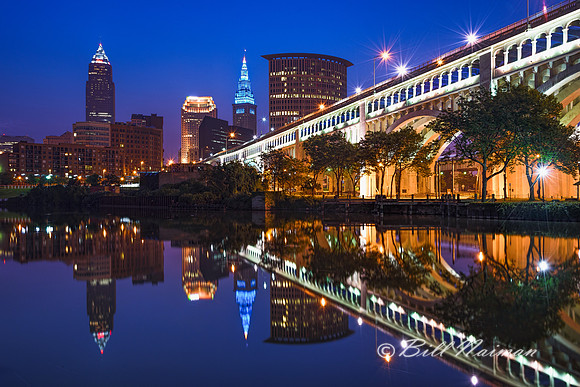 Cleveland Skyline at Sunrise from Heritage Park / Center St.