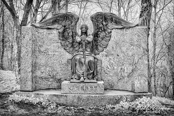 Lakeview Cemetery - Haserot Angel Winter - Infrared B&W