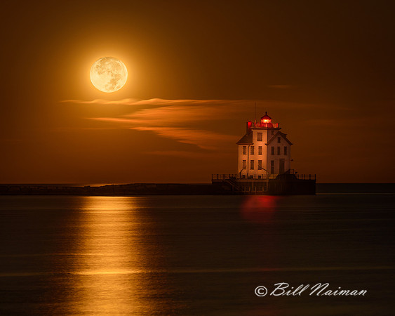 Lorain Lighthouse with Full Moon