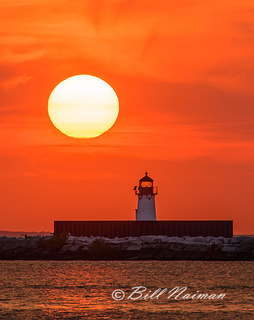Sunset Behind the East Lighthouse at the Mouth of the Cuyahoga