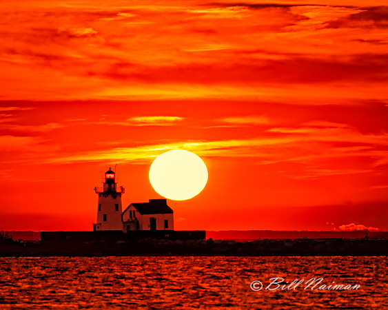 Sunset Behind the West Lighthouse at the Mouth of the Cuyahoga