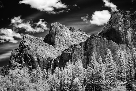 Bridalveil Fall as Seen From Valley View Infrared B&W
