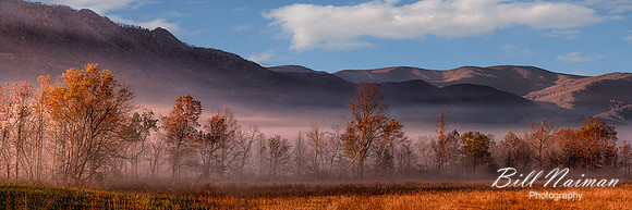 Cades Cove Morning Fog 3x1 Panorama 2012