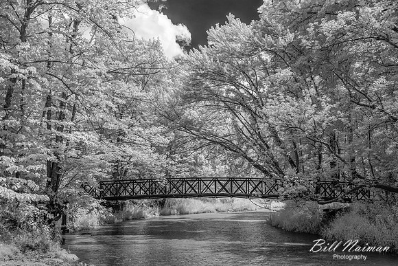 Foot Bridge Over Rocky River - Infrared B&W