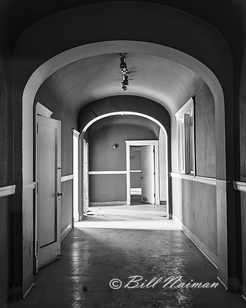 Tyler Elevator Building - Arched Hallway B&W