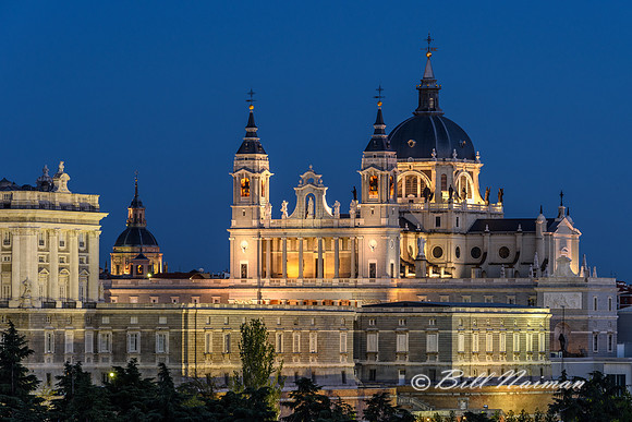 Almudena Cathedral Madrid Spain at NIght
