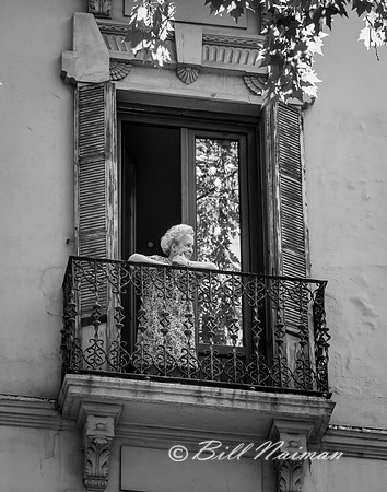 Granada (12) - Woman on Balcony - B&W