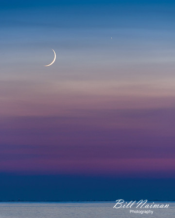 Moon and Mercury over Lake Erie