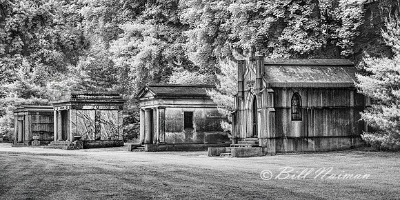 Akron Glendale Cemetery Mausoleums Infrared B&W 2021