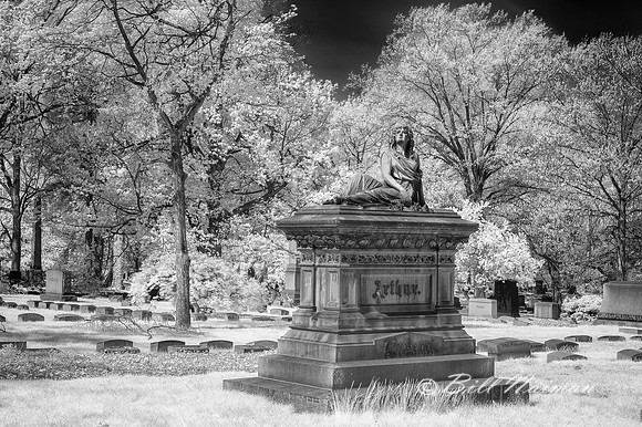 Lakeview Cemetery - Stone Figure Infrared B&W (1) 2021