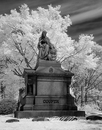 Lakeview Cemetery - Stone Figure Infrared B&W (2) 2021