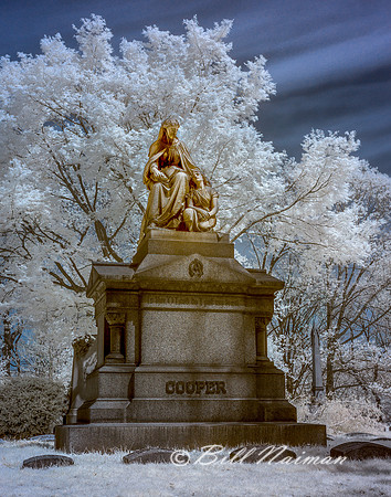 Lakeview Cemetery - Stone Figure Infrared False Color (2) 2021