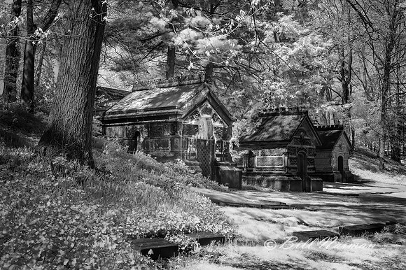 Lakeview Cemetery - Mausoleums Infrared B&W 2021
