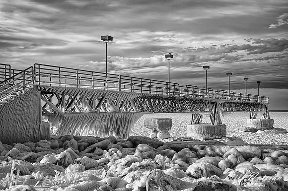 Edgewater Pier on Lake Erie - Infrared B&W