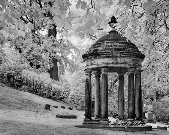 Lakeview Cemetery - Six Pillar Memorial Dome - Infrared B&W