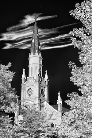 Church Steeple in Wellington - Infrared B&W
