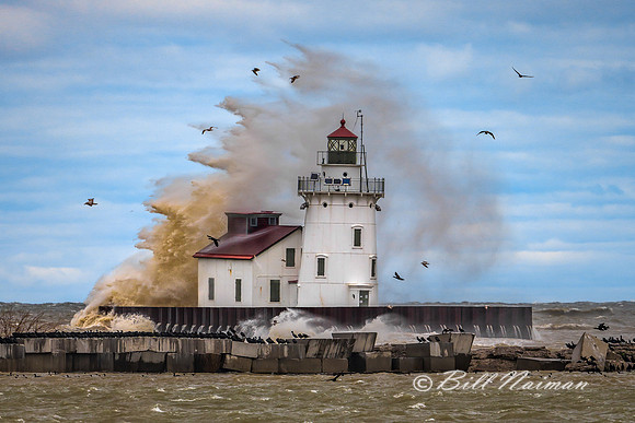 West Harbor Lighthouse at Edgewater on a Windy Day April, 2020