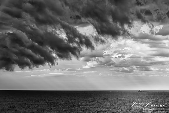 Storm Cloud and Lighthouse - Infrared B&W