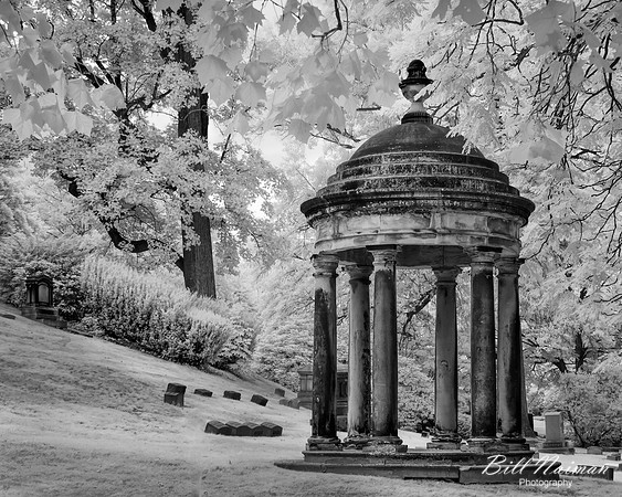 Lakeview Cemetery - Six Pillar Memorial Dome - Infrared B&W